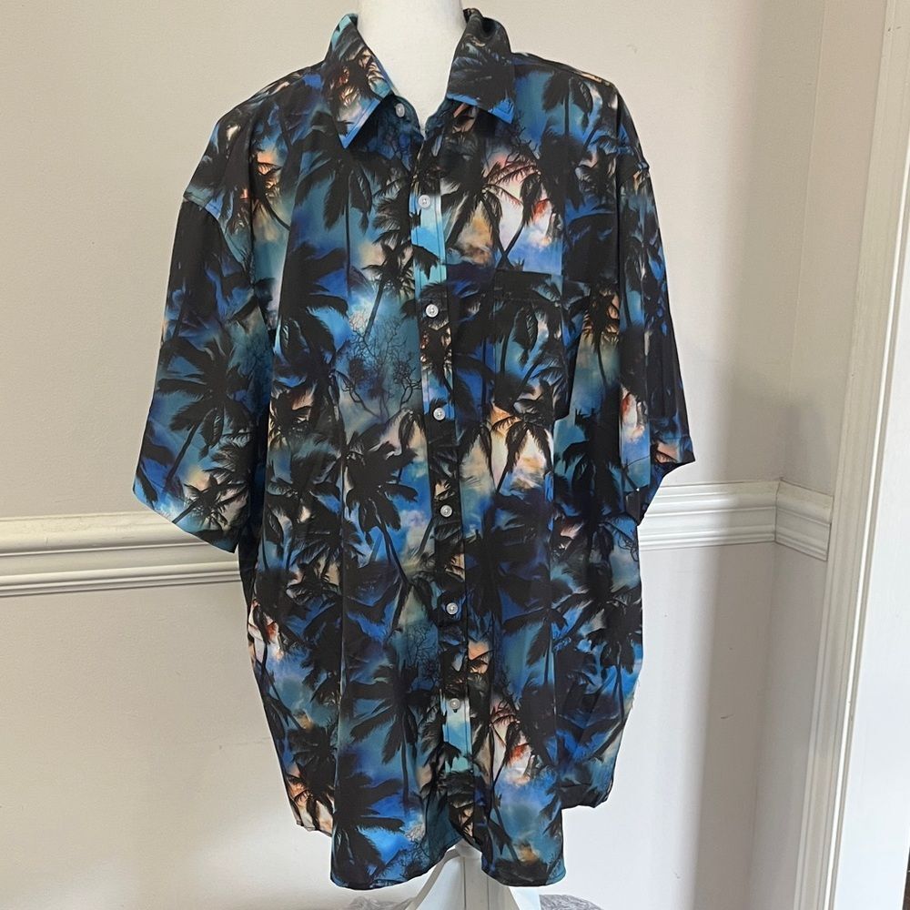 NWOT Tunevuse Tropical Palm Tree Button-Up Shirt Size XXL Mens